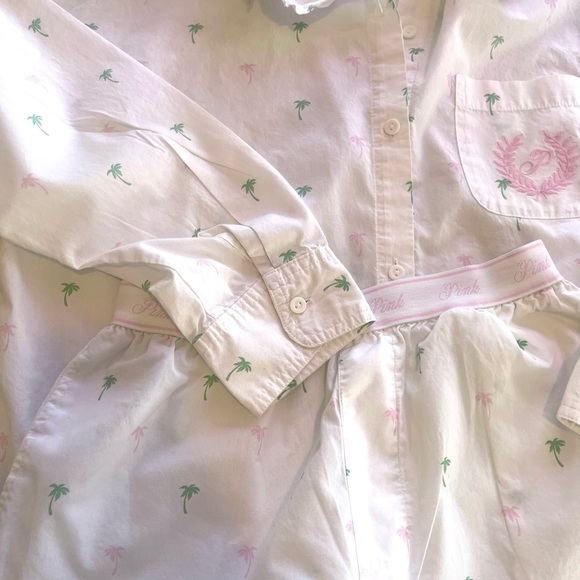PINK Victoria's Secret White and Pink Pajama Set NWOT - Picture 2 of 16